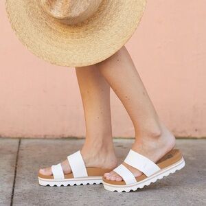 Reef Women’s Sandals Vista High Cork/white straps 
Size 9
